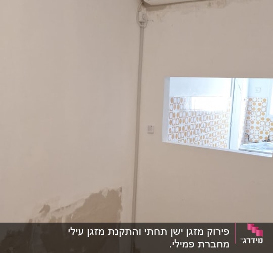 מזגן מותקן על קיר לבן עם תצוגת טמפרטורה